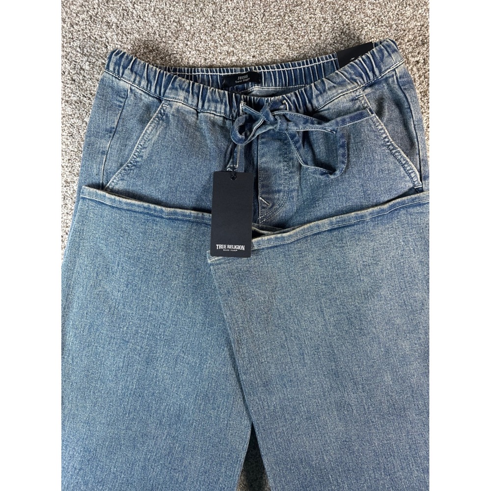 True Religion Jessie Super Baggy Cargo Denim Jeans Medium Horizon Wash 26 NWT